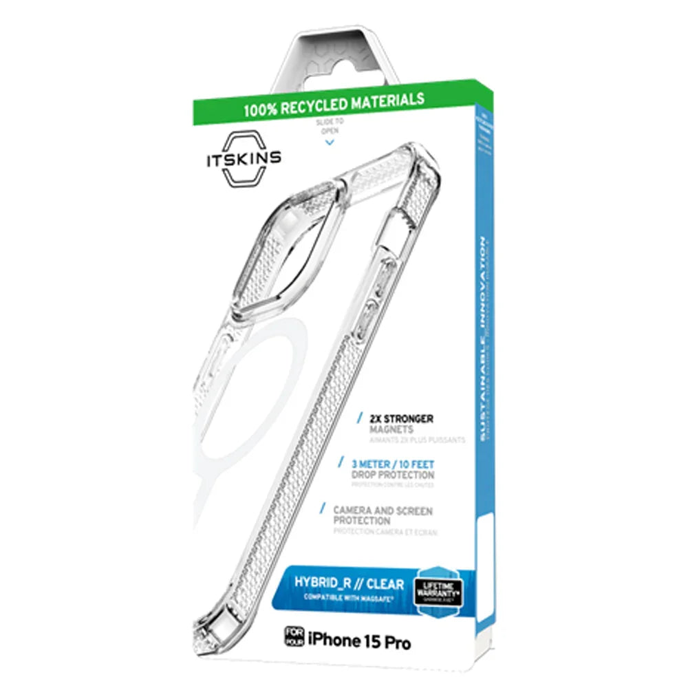 Itskins Hybrid Clear iPhone 15 Pro Magsafe Case - Transparent - Tashqila Itskins Hybrid Clear iPhone 15 Pro Magsafe Case - Transparent - Tashqila